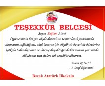 Veli Teşekkür Belgesi 5